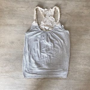 White and grey striped tank